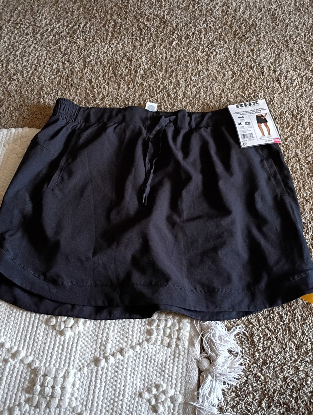 RBX Black Women's Athletic Skort with Drawstring, size XXL